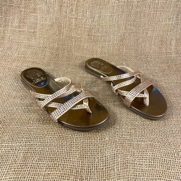 vince camuto sandals thong rose gold studded straps flip flops women sz 7.5 M - Picture 5 of 8